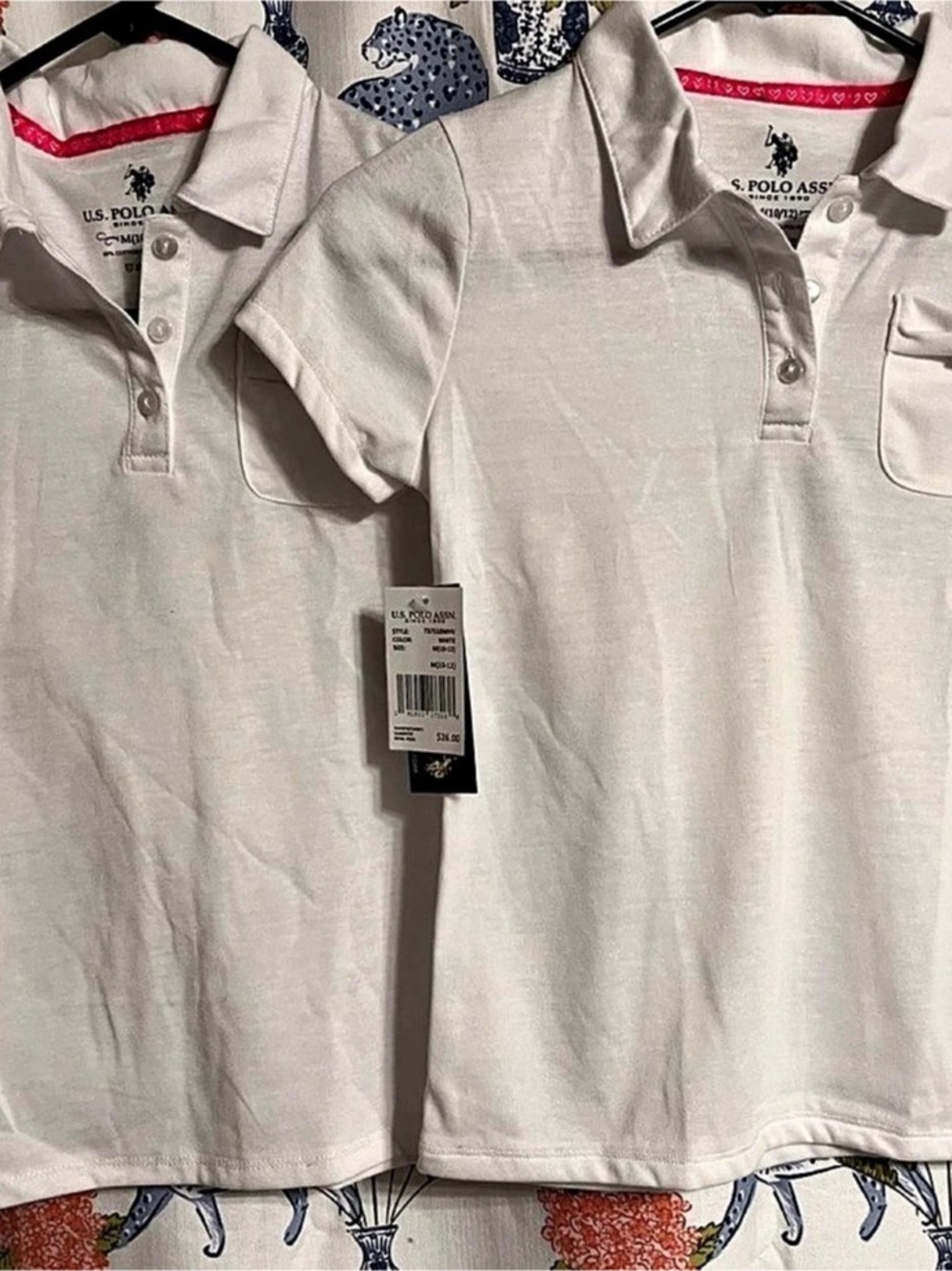 SET of US. Polo Assn. Short Sleeve of Polo Shirt White Size Girls size 10